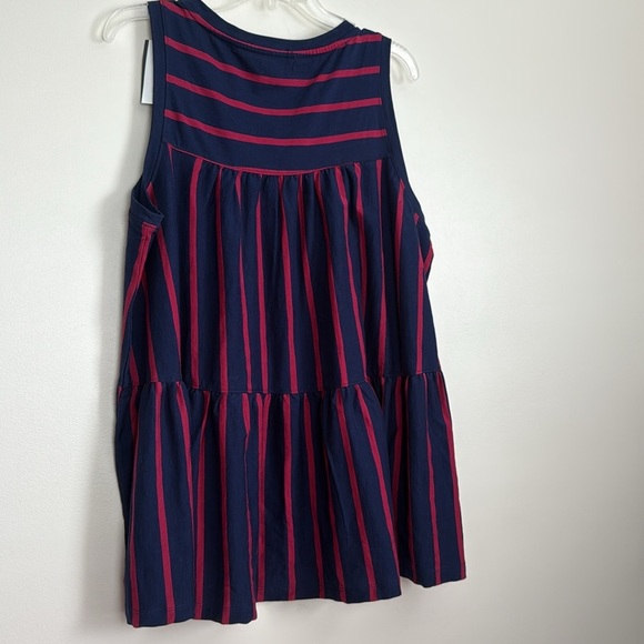 Crown & Ivy Navy Blue and Red Sleeveless Tiered Tank Top Size XL NWT - Picture 5 of 7
